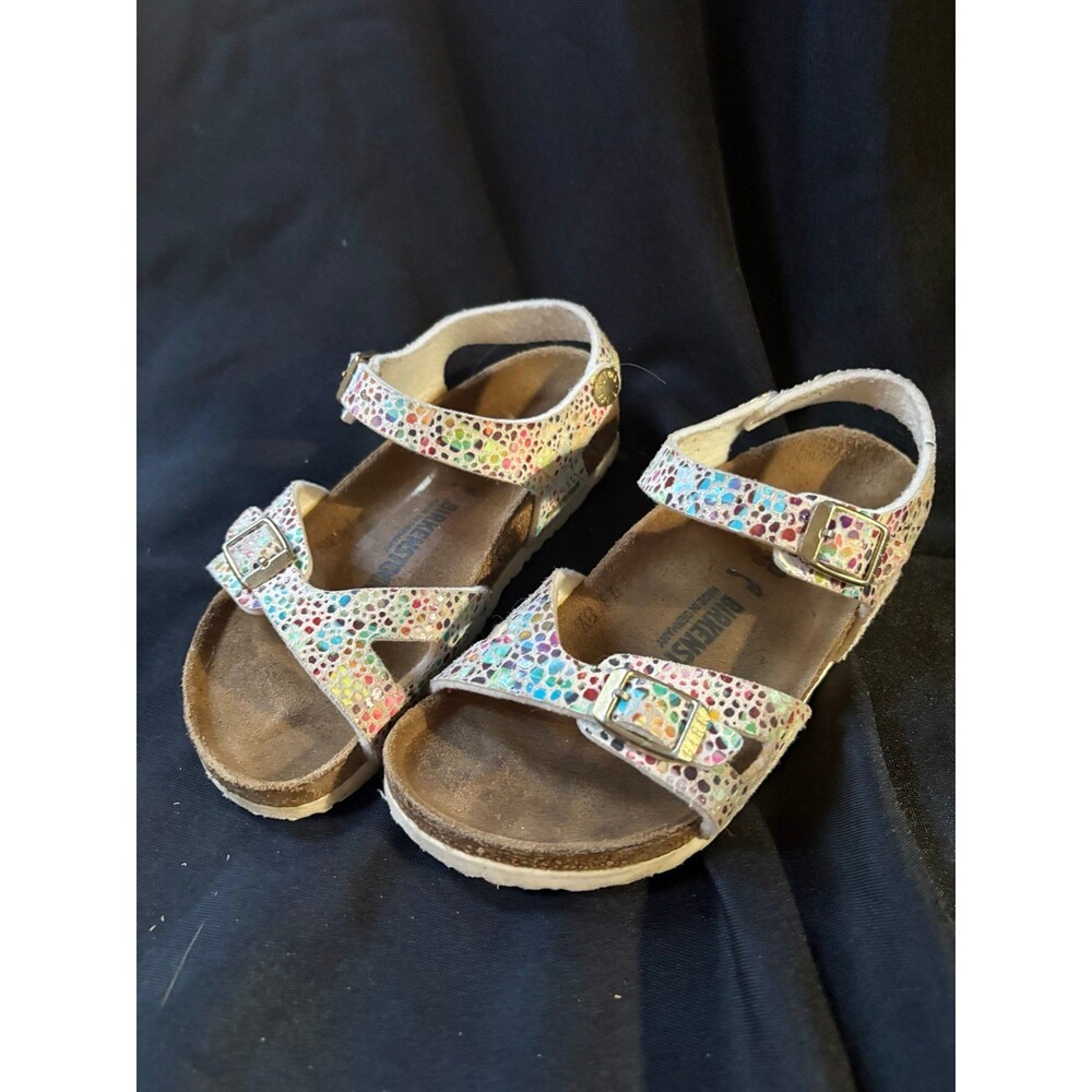 Birkenstock kids size EU 30 or us 12 white rainbow dot sandals